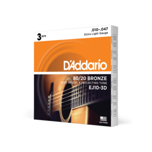 D’addario ej10-3d pack 3 mute bronze wound extra light 010/047