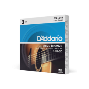 D’addario ej11-3d pack 3 mute bronze wound light 012/053