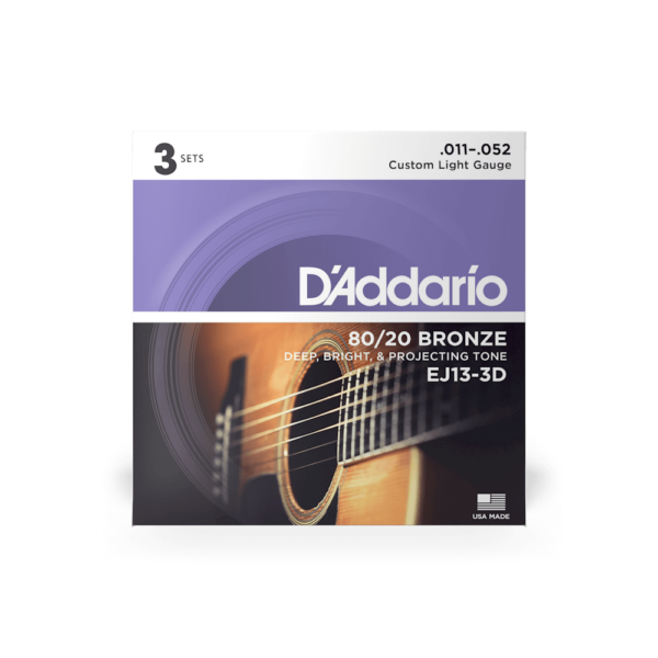 D’addario ej13-3d pack 3 mute bronze wound custom light 011/052