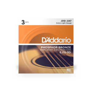D’addario ej15-3d pack 3 mute phosphor bronze wound extra light 010/047