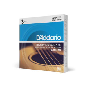 D’addario ej16-3d pack 3 mute phosphor bronze wound light 012/053