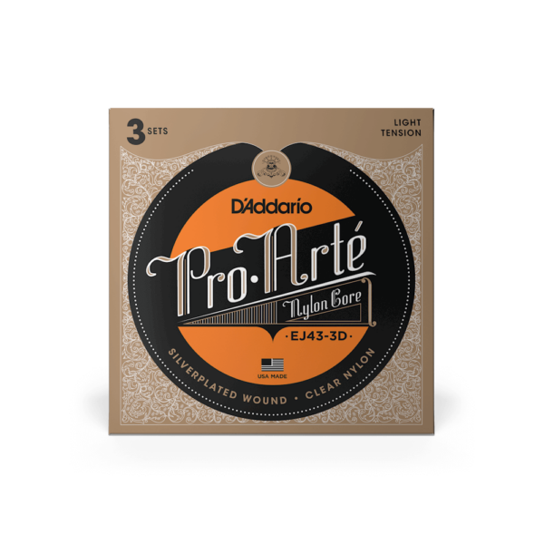 D’addario ej43-3d pack 3 mute pro-arte nylon, light tension