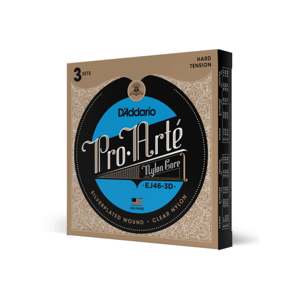 D’addario ej46-3d pack 3 mute pro-arte nylon, hard tension