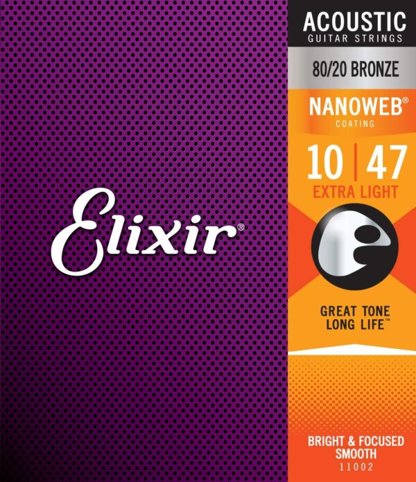 ELIXIR 11002 NANOWEB EXTRA LIGHT CORDIERA PER CHITARRA ACUSTICA 80/20 BRONZE WOUND EXTRA LIGHT - 010/047