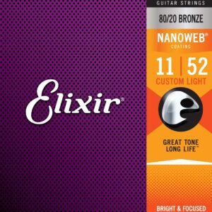 ELIXIR 11027 NANOWEB CUSTOM LIGHT CORDIERA PER CHITARRA ACUSTICA 80/20 BRONZE WOUND CUSTOM LIGHT – 011/052