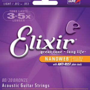 ELIXIR 11052 NANOWEB LIGHT MUTA PER CHITARRA ACUSTICA 012-053 80/20 BRONZE