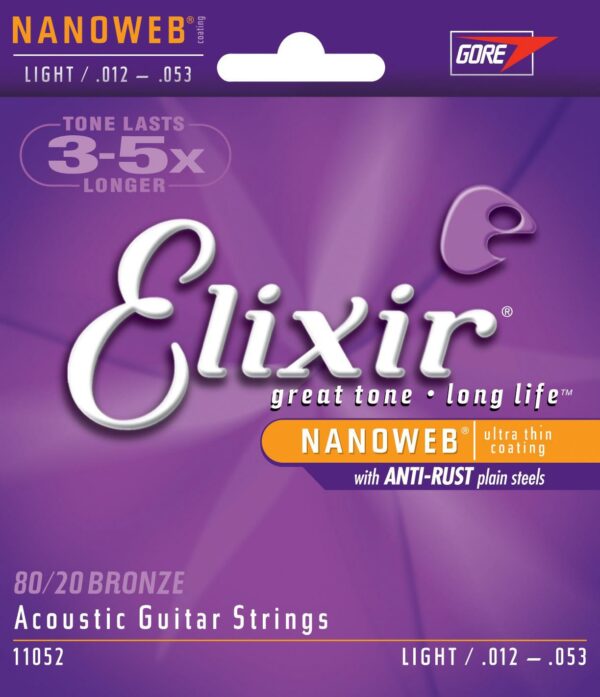 ELIXIR 11052 NANOWEB LIGHT MUTA PER CHITARRA ACUSTICA 012-053 80/20 BRONZE
