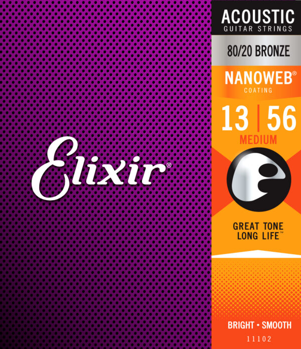 ELIXIR 11102 NANOWEB CUSTOM LIGHT CORDIERA PER CHITARRA ACUSTICA 80/20 BRONZE WOUND CUSTOM LIGHT - 013/056