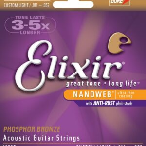 ELIXIR 16027 NANOWEB ANTI RUST PHOSPHOR BRONZE MUTA PER CHITARRA ACUSTICA 011 052
