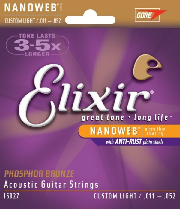 ELIXIR 16027 NANOWEB ANTI RUST PHOSPHOR BRONZE MUTA PER CHITARRA ACUSTICA 011 052
