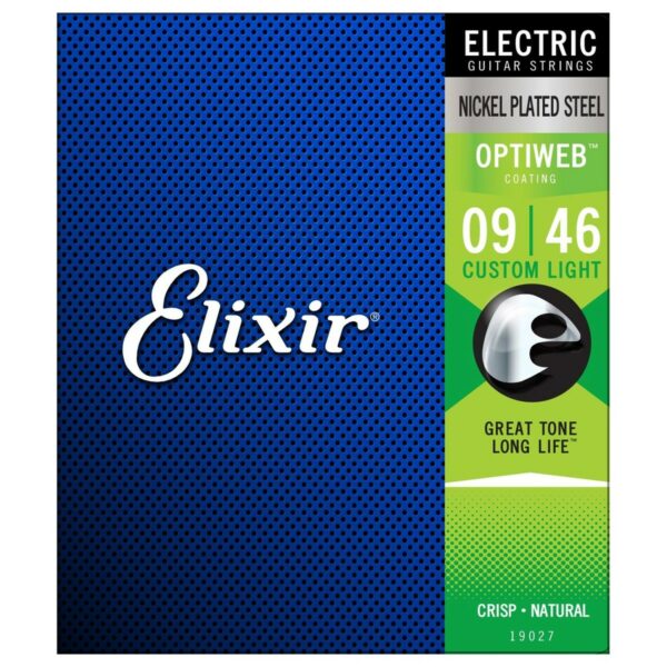 ELIXIR OPTIWEB 19027 CUSTOM LIGHT MUTA DI CORDE PER CHITARRA ELETTRICA NIKEL WOUND 009-046