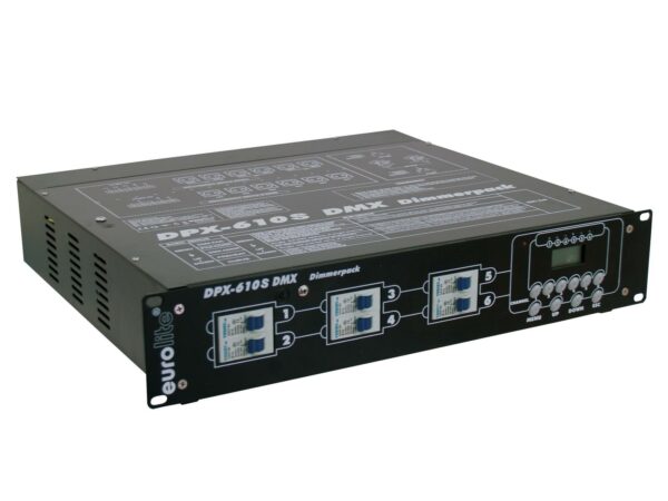EUROLITE DPX-610S DMX DIMMER PACK PROFESSIONALE 6 CANALI 13800 WATT 60A 6 USCITE PRESE SCHUKO CABLATE