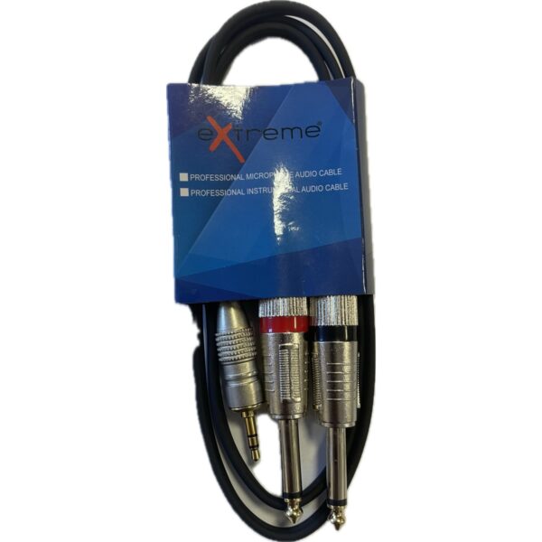 EXTREME 1MJS2J1 MINI JACK STEREO 1/8" 3.5mm / 2 JACK 6.3mm CAVO AUDIO DI SEGNALE SCHERMATO
