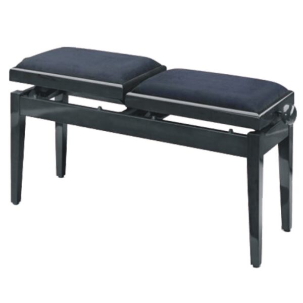 EXTREME PB-2PB BLACK PIANO BENCH PANCA DOPPIA SEDUTA PER PIANOFORTE IN LEGNO COLORE NERO
