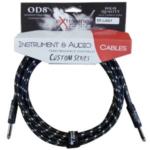 EXTREME SFJJ001/5M CAVO AUDIO JACK DRITTO COTONATO NERO OD8 SERIE CUSTOM PER STRUMENTI LIVE STUDIO 5 METRI