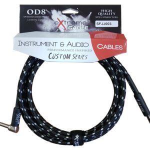 EXTREME SFJJ003/3M CAVO AUDIO JACK DRITTO-ANGOLO COTONATO NERO OD8 SERIE CUSTOM PER STRUMENTI LIVE STUDIO 3 METRI