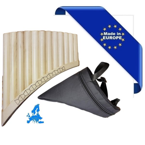 FLAUTO DI PAN SOLIST CONTRALTO IN SOL MADE IN EUROPE + BORSA 12 CANNE LA1-MI3 IN ACERO FORMA CURVA ORNAMENTO BASSO INTAGLIATO EX-DEMO