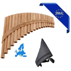 FLAUTO DI PAN SOLIST CONTRALTO MADE IN EUROPE + BORSA 20 CANNE FA1-RE4 IN ACERO FORMA CURVA ORNAMENTO INTAGLIATO
