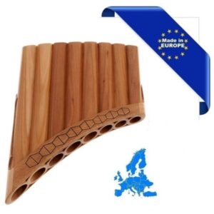 FLAUTO DI PAN SOLIST SOPRANO IN DO MADE IN EUROPE 8 CANNE DO2-DO3 IN ACERO FORMA CURVA ORNAMENTO INTAGLIATO