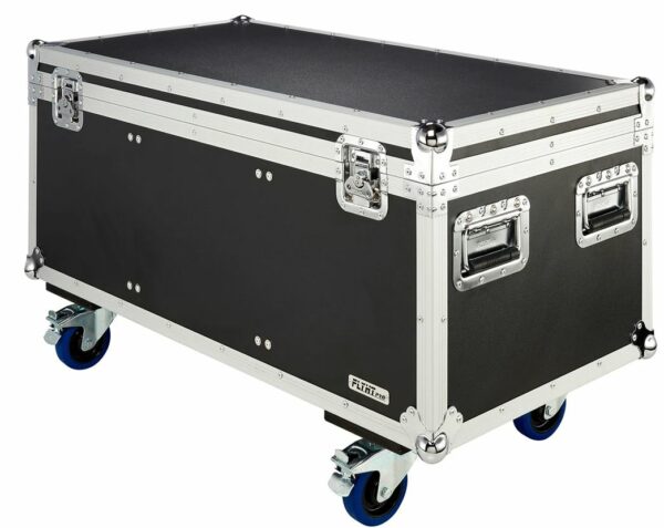 FLYHT PRO CABLE CASE 98x40x48 FLIGHT CASE 4 MANIGLIE 2 CHIUSURE 3 SCOMPARTI RUOTE 100MM 2+2 CON FRENO