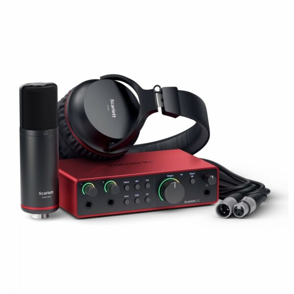FOCUSRITE SCARLETT STUDIO PACK BUNDLE ( 4TH GEN ) SCARLETT 2I2 + MICROFONO CM25 MKIII + CUFFIA SH4500 + CAVO + SOFTWARE QUARTA GENERAZIONE GENERATION MK4
