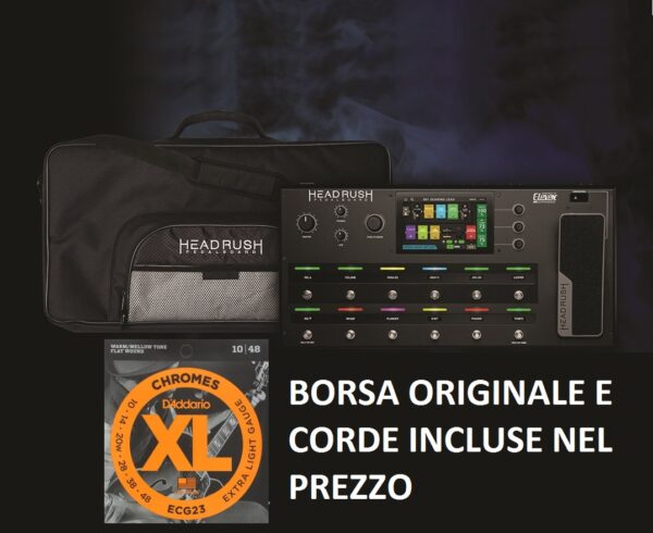 HEADRUSH PEDALBOARD PEDALIERA MULTIEFFETTO PER CHITARRA CON MODELLI DI AMPLIFICATORI CABINET MICROFONI ED EFFETTI + BORSA + D'ADDARIO ECG23