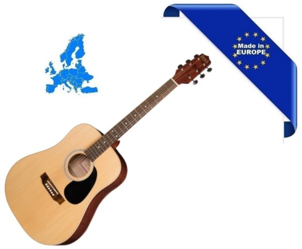 HORA CHITARRA ACUSTICA 4/4 NATURAL MADE IN EUROPE TOP ABETE MASSELLO MANICO ACERO TASTIERA PALISSANDRO FONDO FASCE LIME