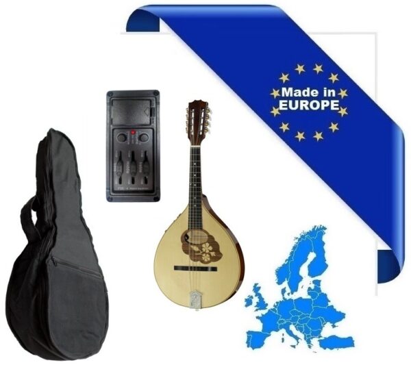 HORA MANDOLA CONTRALTO IRLANDESE RGII-P MADE IN EUROPE ( MANDOLINO ) AMPLIFICATO ARTEC TOP ABETE MASSELLO FONDO ACERO MASSELLO FASCE MANICO ACERO SCALA 402mm + BORSA