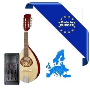 HORA MANDOLINO PORTOGHESE 2-PA MADE IN EUROPE IN MASSELLO EQ ARTEC TOP ABETE E ACERO FONDO FASCE MANICO SCALA 332mm
