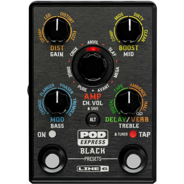 LINE6 POD EXPRESS BLACK PEDALE MULTI EFFETTO PER CHITARRA CON MODELLI AMPLIFICATORI HIGH GAIN