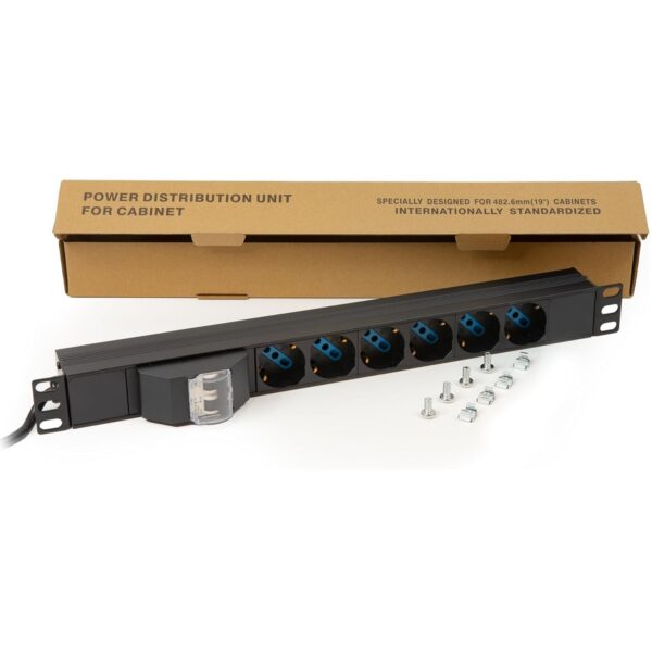 LINK MULTIPRESA ALIMENTAZIONE RACK 19" 6 PRESE UNIVERSALI TRIPOLARI/SCHUKO MAGNETOTERMICA