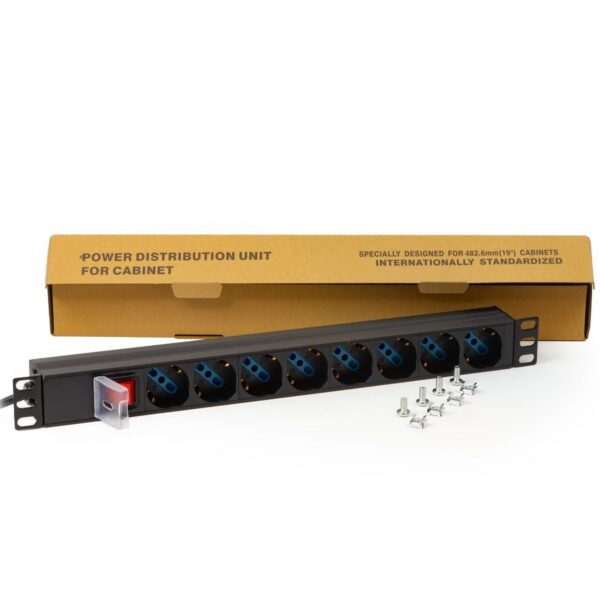 LINK MULTIPRESA ALIMENTAZIONE RACK 19" 8 PRESE UNIVERSALI UNEL TRIPOLARI/SCHUKO CON INTERRUTTORE