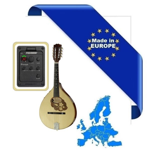 HORA MANDOLA CONTRALTO IRLANDESE RGII-P MADE IN EUROPE ( MANDOLINO ) FISHMAN PRESYS 101 TOP ABETE MASSELLO FONDO ACERO MASSELLO FASCE MANICO ACERO SCALA 402mm