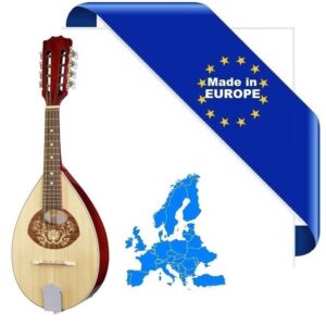 MANDOLINO PORTOGHESE 2 MADE IN EUROPE IN MASSELLO TOP ABETE E ACERO FONDO FASCE MANICO SCALA 332mm