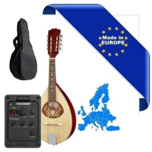HORA MANDOLINO PORTOGHESE 2-PF MADE IN EUROPE IN MASSELLO FISHMAN PRESYS 101 TOP ABETE E ACERO FONDO FASCE MANICO SCALA 332mm + BORSA