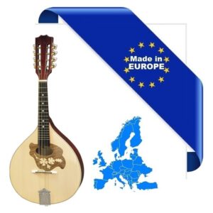MANDOLINO PORTOGHESE 1 MADE IN EUROPE IN MASSELLO TOP ABETE E ACERO FONDO FASCE MANICO SCALA 332mm