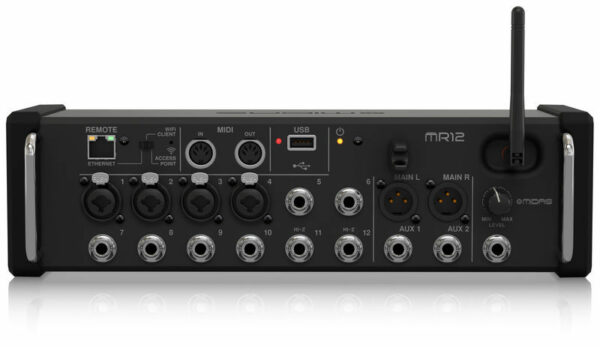 MIDAS MR12 MIXER DIGITALE 12 INPUT + 4 INGRESSI MIC + ROUTER WI-FI + INTERFACCIA AUDIO USB INTEGRATA + 4 PROCESSORI DI SEGNALE + PROCESSING 40 BIT + MIDI COMPATIBILE CON IOS ANDROID PC MAC