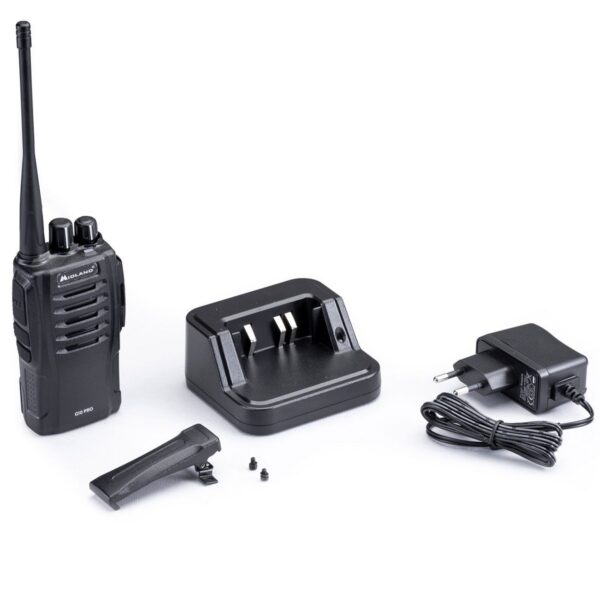 MIDLAND G10 PRO WALKIE TALKIE C1107.04 RICETRASMITTENTE CLIP CARICATORE E ADATTATORE