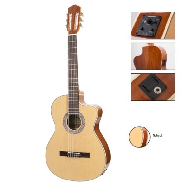 MIGUEL DEMARIAS CC-339C-4EQ CHITARRA CLASSICA 4/4 ELETTRIFICATA FISHMAN IN MOGANO TOP ABETE CORDE SAVAREZ