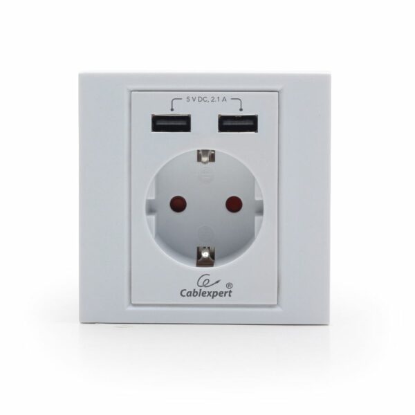 ENERGENIE PRESA A MURO CA CON CARICATORE USB A 2 PORTE, 2,4 A