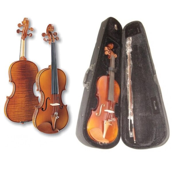 OLVEIRA VV150 VIOLINO 3/4 TOP ABETE MASSELLO FONDO ACERO MASSELLO LEGNO GIUGGIOLO PIOLI MENTONIERA CORDIERA + CUSTODIA + ARCHETTO EX-DEMO
