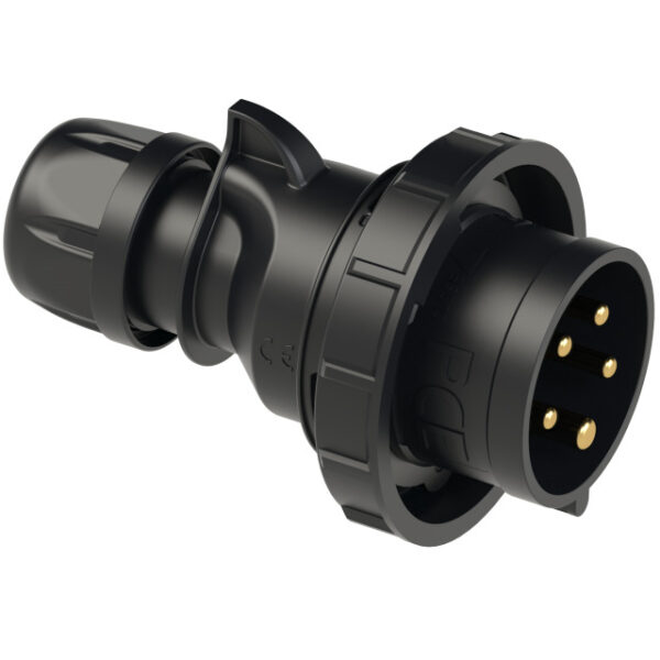 PCE-0252-6X SPINA CEE 32A 5P (3P+N+T) 400V IP67 5 POLI MASCHIO SHARK BLACK