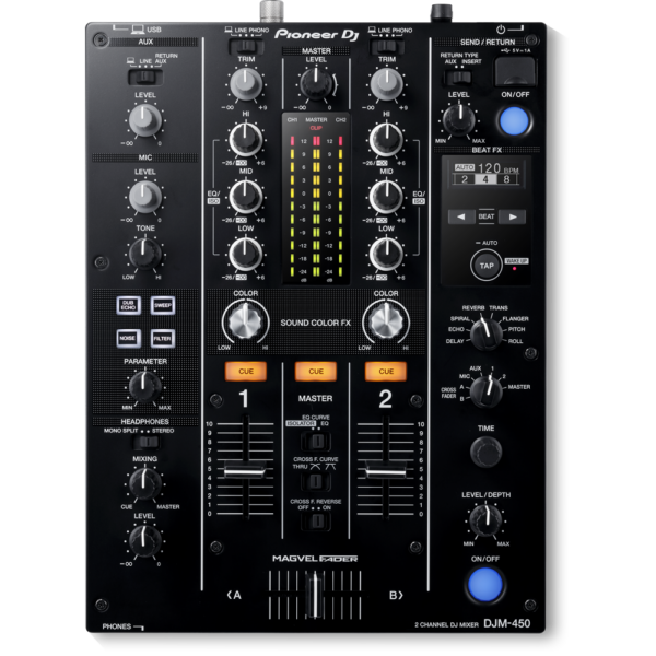 PIONEER DJM450 BLACK MIXER DJ 2 CANALI SCHEDA AUDIO 24BIT USB NERO