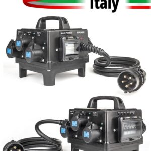 POWERBOX TARTARUGA QUALITA’ GOMMA BUTILICA VULCANIZZATA SPINA 32A 5P 6 PRESE CEE 16A 3P SPIE RETE DOPPIA PROTEZIONE RCCB 40A + 6 MCB