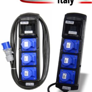 POWER-BOX PORTATILE INGRESSO SPINA 16A MASCHIO 3P 2P+E USCITE 3 PRESE CEE 16A 3P PROTEZIONE MGTD 1N16A