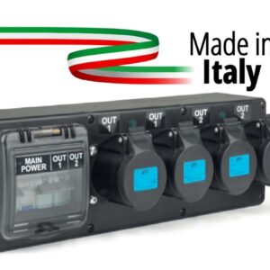 POWER-BOX PORTATILE INGRESSO SPINA 32A MASCHIO 3P CAVO 2MT USCITE 4 PRESE CEE 16A 3P PROTEZIONE 1 RCBO 32A + 2 MBC 16A