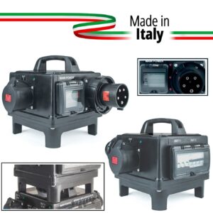 POWERBOX TARTARUGA QUALITA’ GOMMA BUTILICA VULCANIZZATA SPINA 63A 5P 400V CI2 2 PRESE CEE 32A 5P SPIE RETE PROTEZIONE 1 RCD 63A 4P 30MA AC + 2 MCB 32 4P C