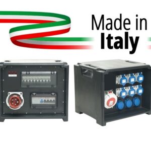 POWER-BOX CUBO SPIE RETE INGRESSO SPINA 32A MASCHIO 5P USCITE 6 PRESE CEE 16A 2P+ 3 SCHUKO 16A + 32A 5P LOOP