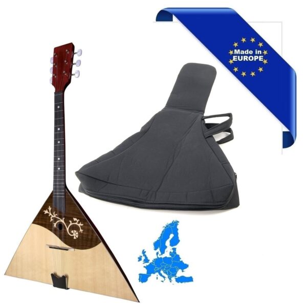 PRIM BALALAIKA PRIMA SOPRANO 6 CORDE MADE IN EUROPE TOP ABETE MASSELLO CORPO ACERO 6 DOGHE PONTE FAGGIO CON BORSA SCALA 440mm