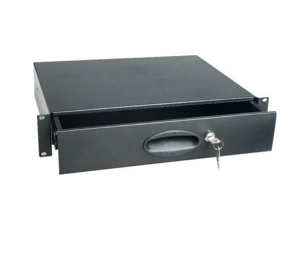 PROEL ADRK2CR CASSETTO CON CHIAVE 2 UNITA' RACK 19" IN ACCIAIO FINITURA NERO GOFFRATO